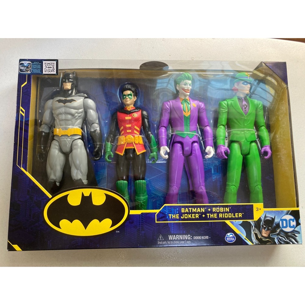 SpinMaster 4 Pack DC Action Figures Batman Robin The Joker The Riddler New